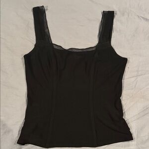 CAbi Black Mesh Detail Tank Top